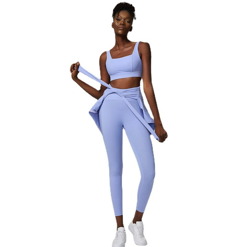Women's Yoga Set Sports Gym Jackets + Bra + Leggings Clothes for Women