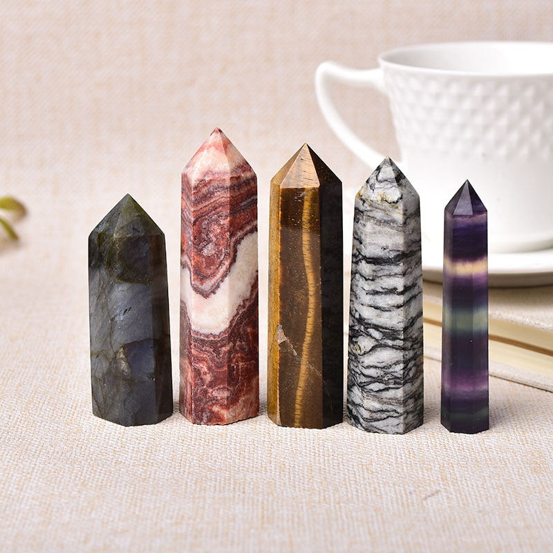 36 Color Natural Stones Crystal Point Wand Amethyst Rose Quartz Healing Stone