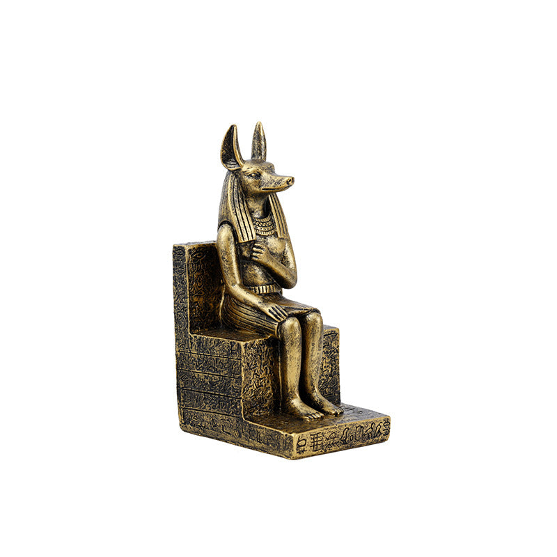 Vintage Resin Animal Sheep Dog God Egyptian Ornament