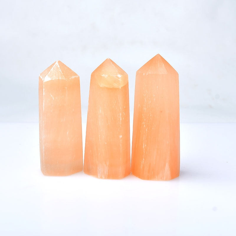 Natural Orange Selenite Stones Energy Crystal