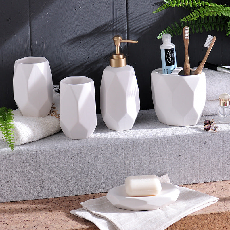 Ceramic bathroom wash five-piece bathroom set