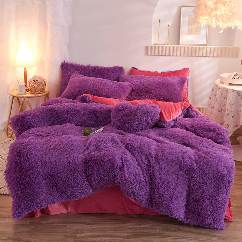 Luxury Thick Fleece Duvet Cover Winter Warm Bed