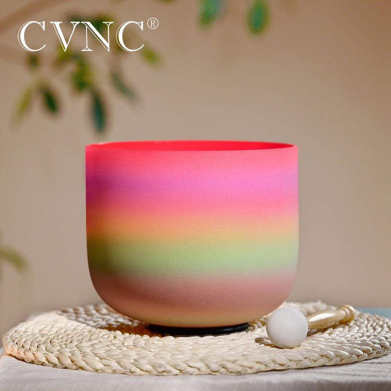 8 Inch Candy Rainbow Colored Quartz Crystal Singing Bowl
