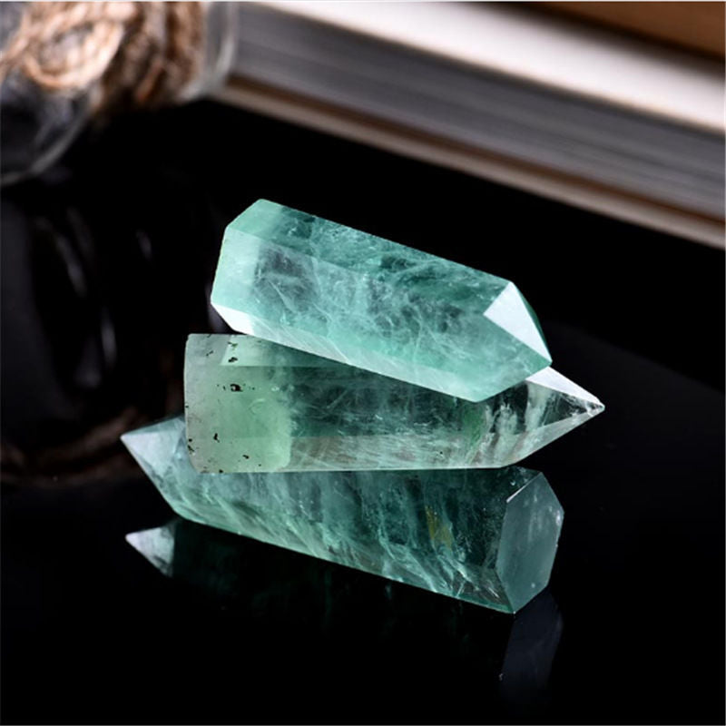 Natural Green Fluorite Point Crystal Healing Stone