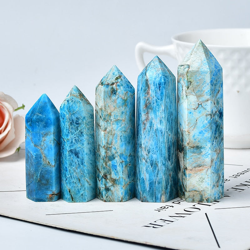 Natural Blue Apatite Crystal Point Healing Stone