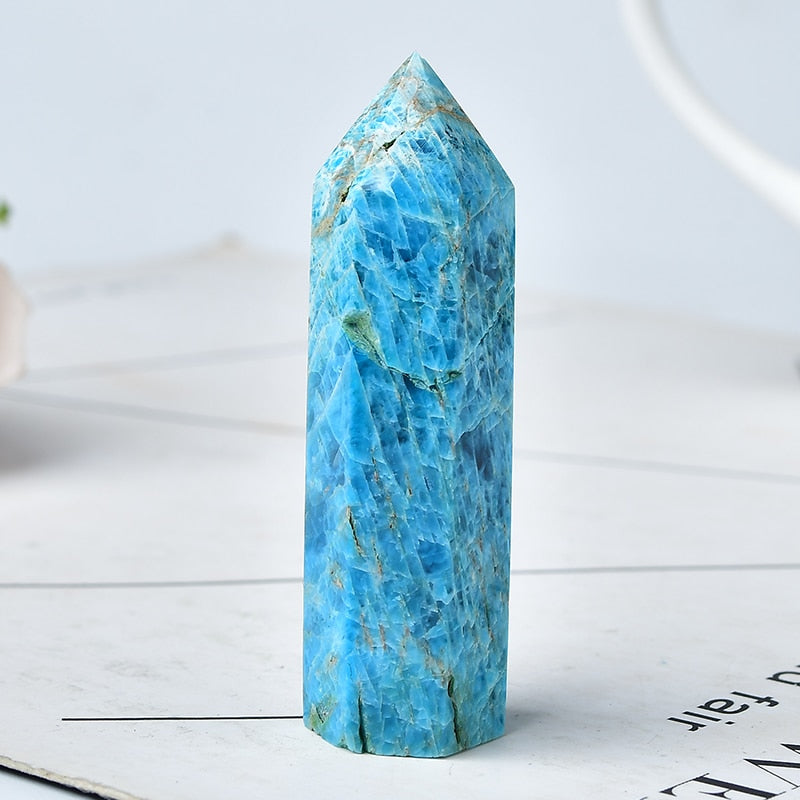 Natural Blue Apatite Crystal Point Healing Stone