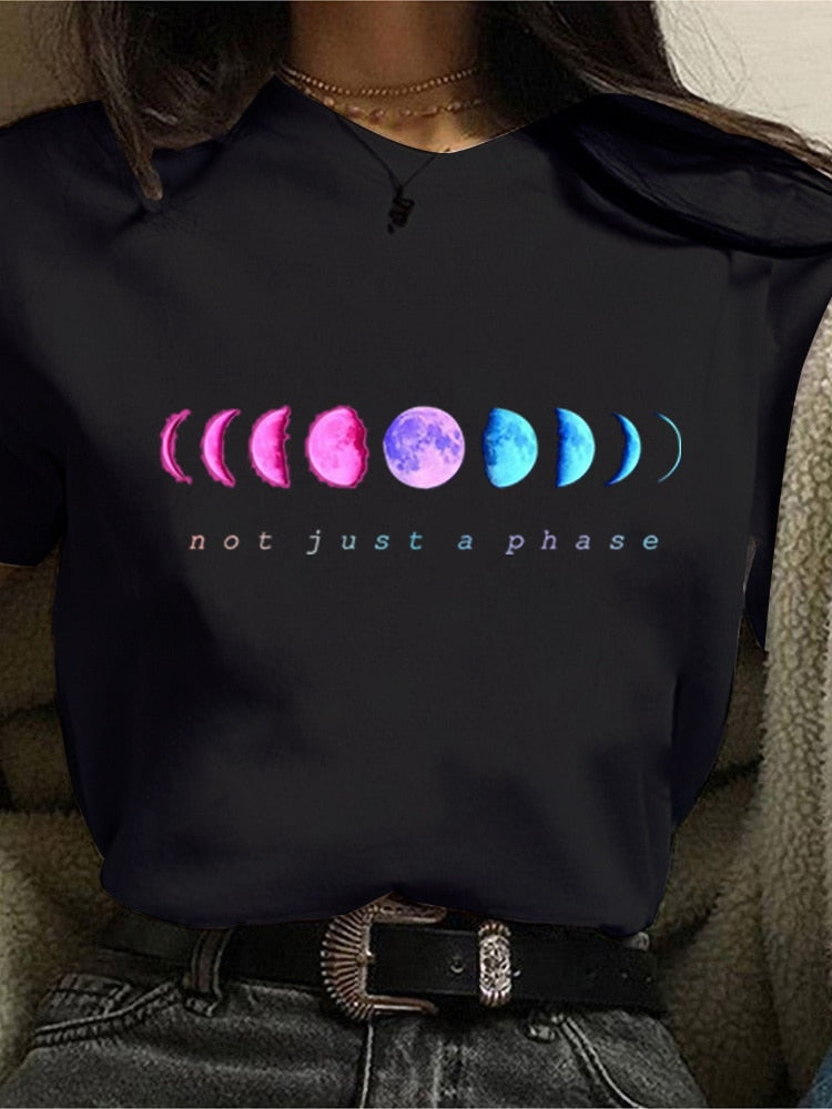 Planets Print Aesthetic Kawaii Graphic Women T shirt